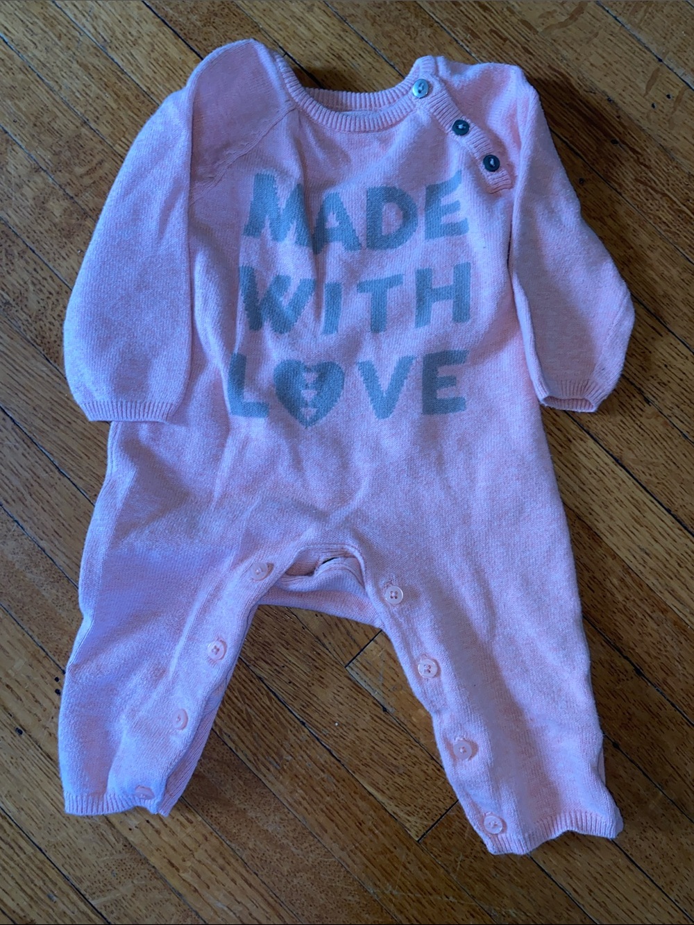 Jessica Simpson Pink Knit 'Made With Love' One-Piece Footie